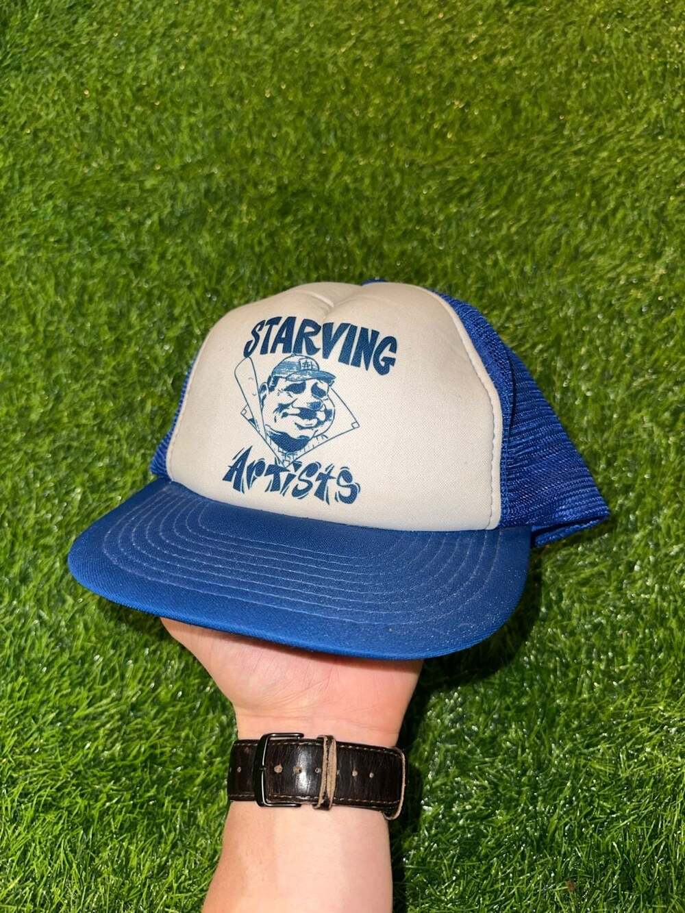 Wilson Starving Artists Trucker Hat M/L Blue White Snapback Vintage